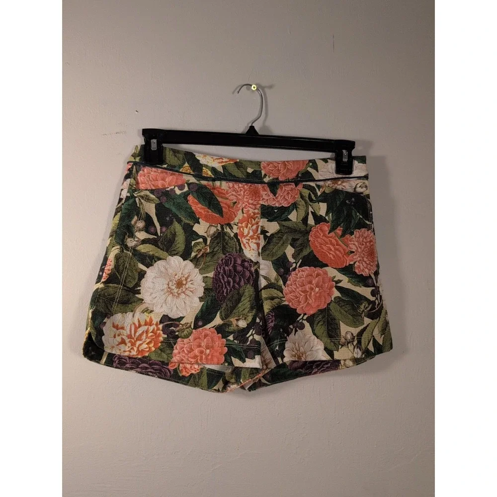 Anthropologie Elevenses Shorts Floral Bloom Side‎ Zip Pockets Size 4